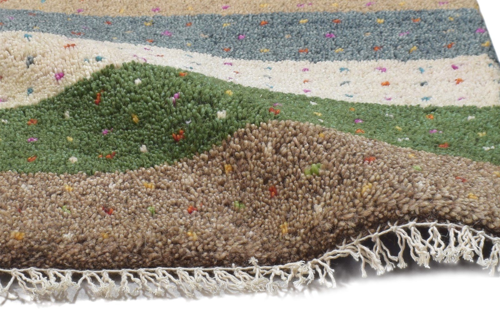 1' X 2' Rug Wool Beige Persian Hand Knotted Gabbeh Southwestern Small Carpet   7864203313301
