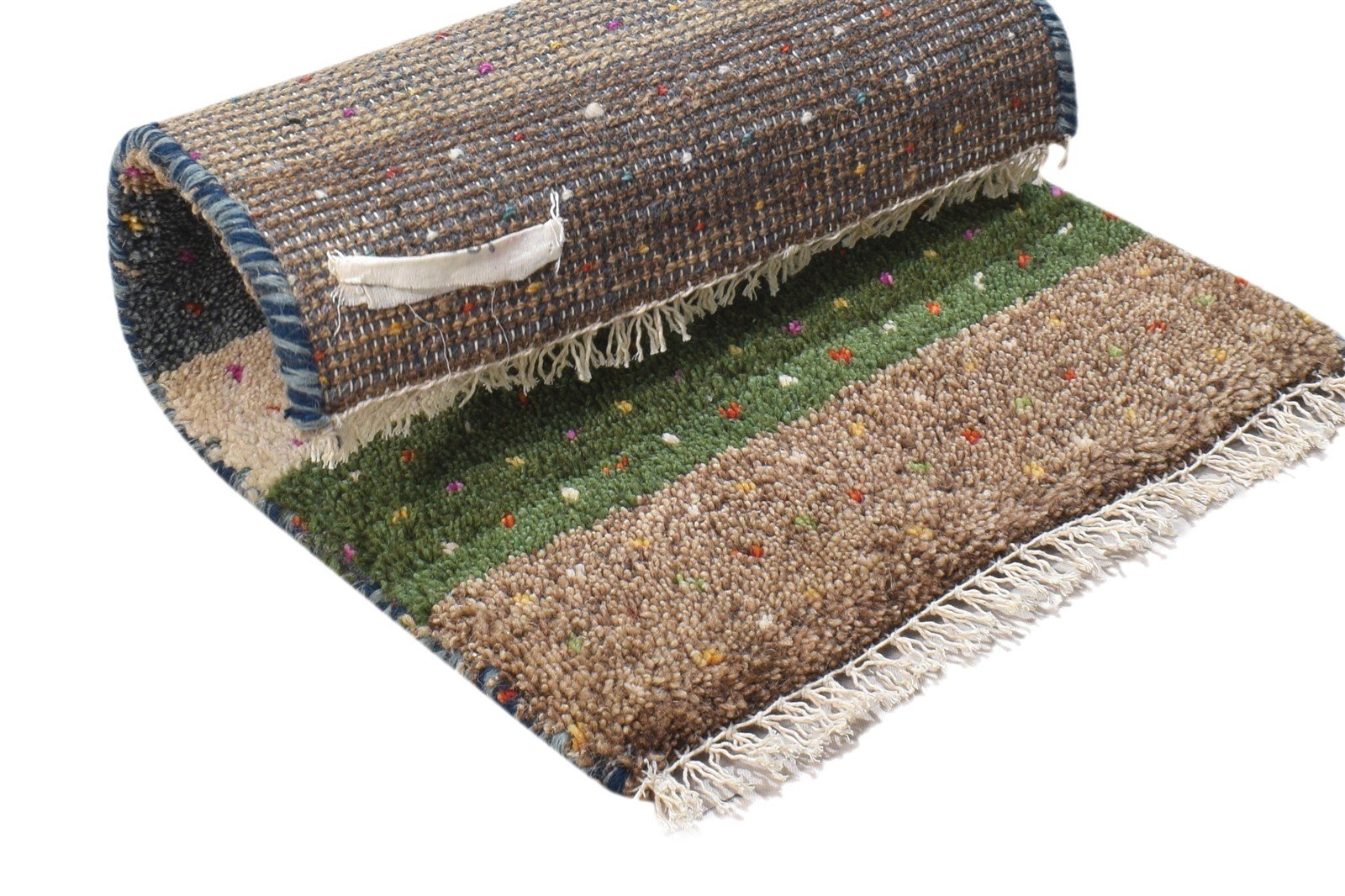 1' X 2' Rug Wool Beige Persian Hand Knotted Gabbeh Southwestern Small Carpet   7864203313301
