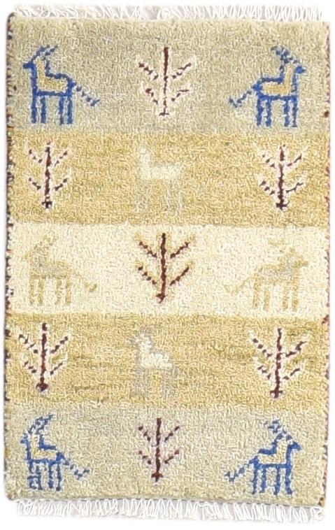 1' X 2' Rug Wool Beige Southwestern Hand Knotted American Tribal Small Carpet   7865061474453