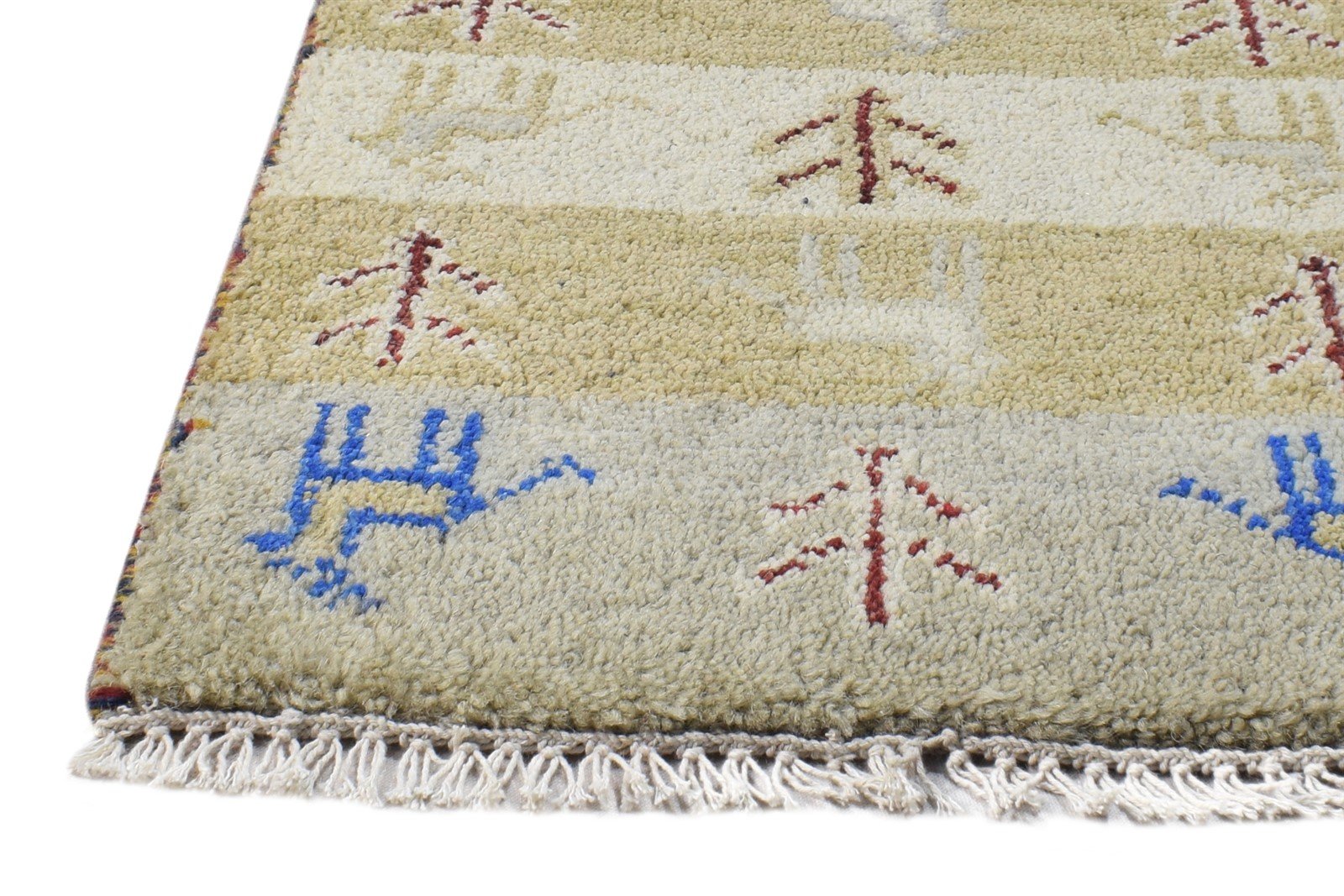 1' X 2' Rug Wool Beige Southwestern Hand Knotted American Tribal Small Carpet   7865061474453