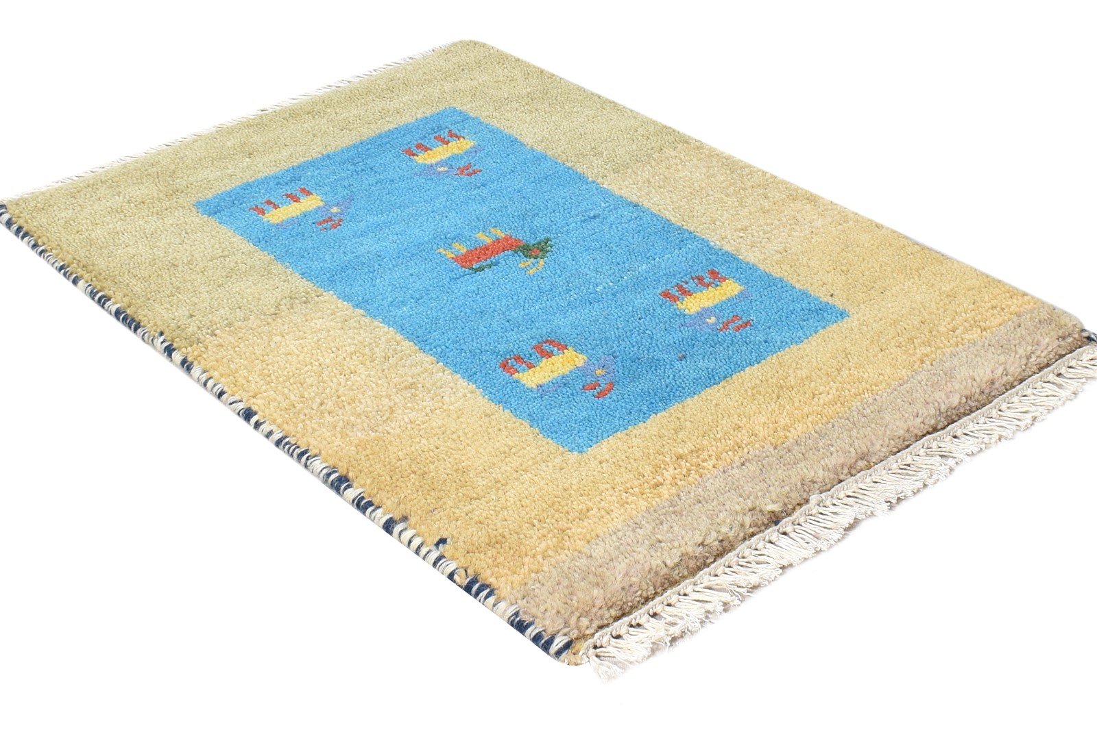 1' X 2' Rug Wool Beige Southwestern Hand Knotted American Tribal Small Carpet   7865090375829