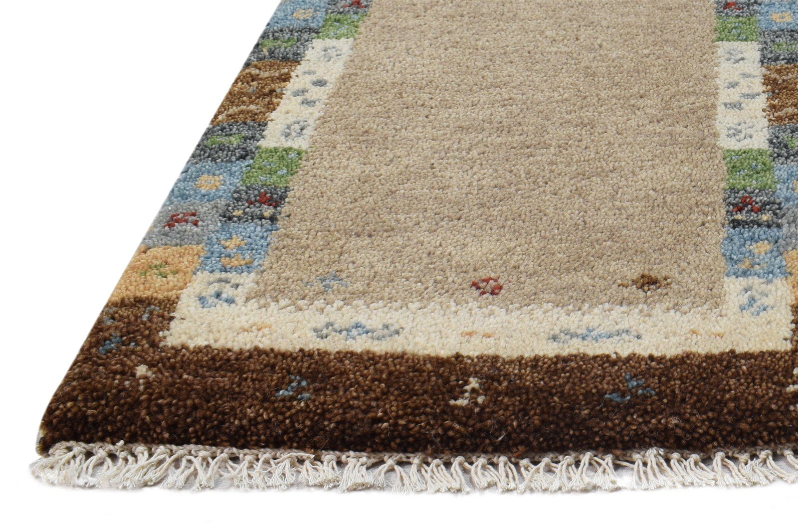 1' X 2' Rug Wool Beige Southwestern Hand Knotted Gabbeh Tribal Small Carpet   7865099878549
