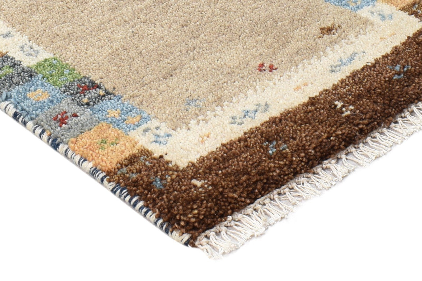 1' X 2' Rug Wool Beige Southwestern Hand Knotted Gabbeh Tribal Small Carpet   7865099878549