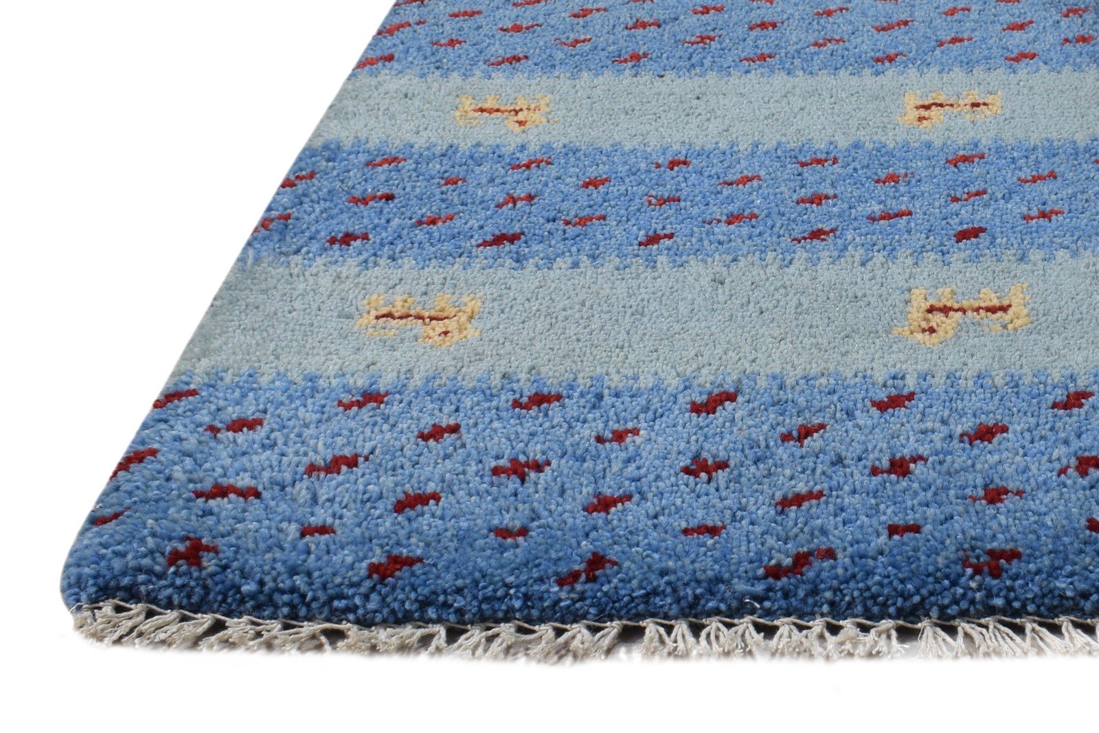 1' X 2' Rug Wool Blue Modern Hand Knotted American Tribal Small Carpet   7865186386069