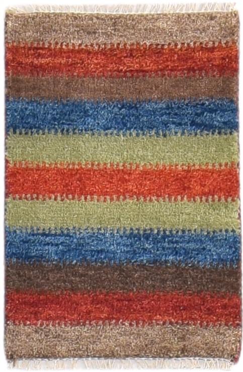 1' X 2' Rug Wool Brown Southwestern Hand Knotted Gabbeh Striped Small Carpet   7865083461781