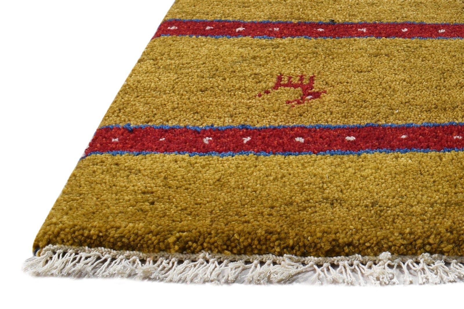 1' X 2' Rug Wool Gold Persian Hand Knotted Southwestern Tribal Small Carpet   7865183600789