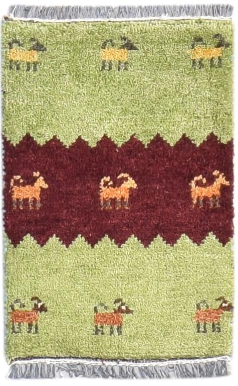 1' X 2' Rug Wool Green Southwestern Hand Knotted American Tribal Small Carpet   7865089982613