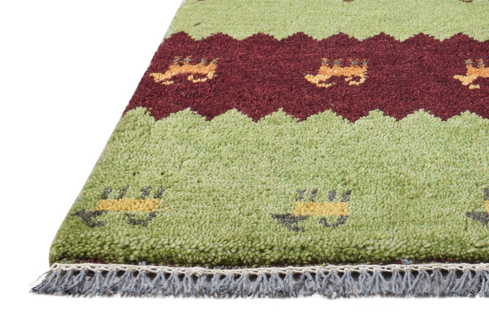 1' X 2' Rug Wool Green Southwestern Hand Knotted American Tribal Small Carpet   7865089982613