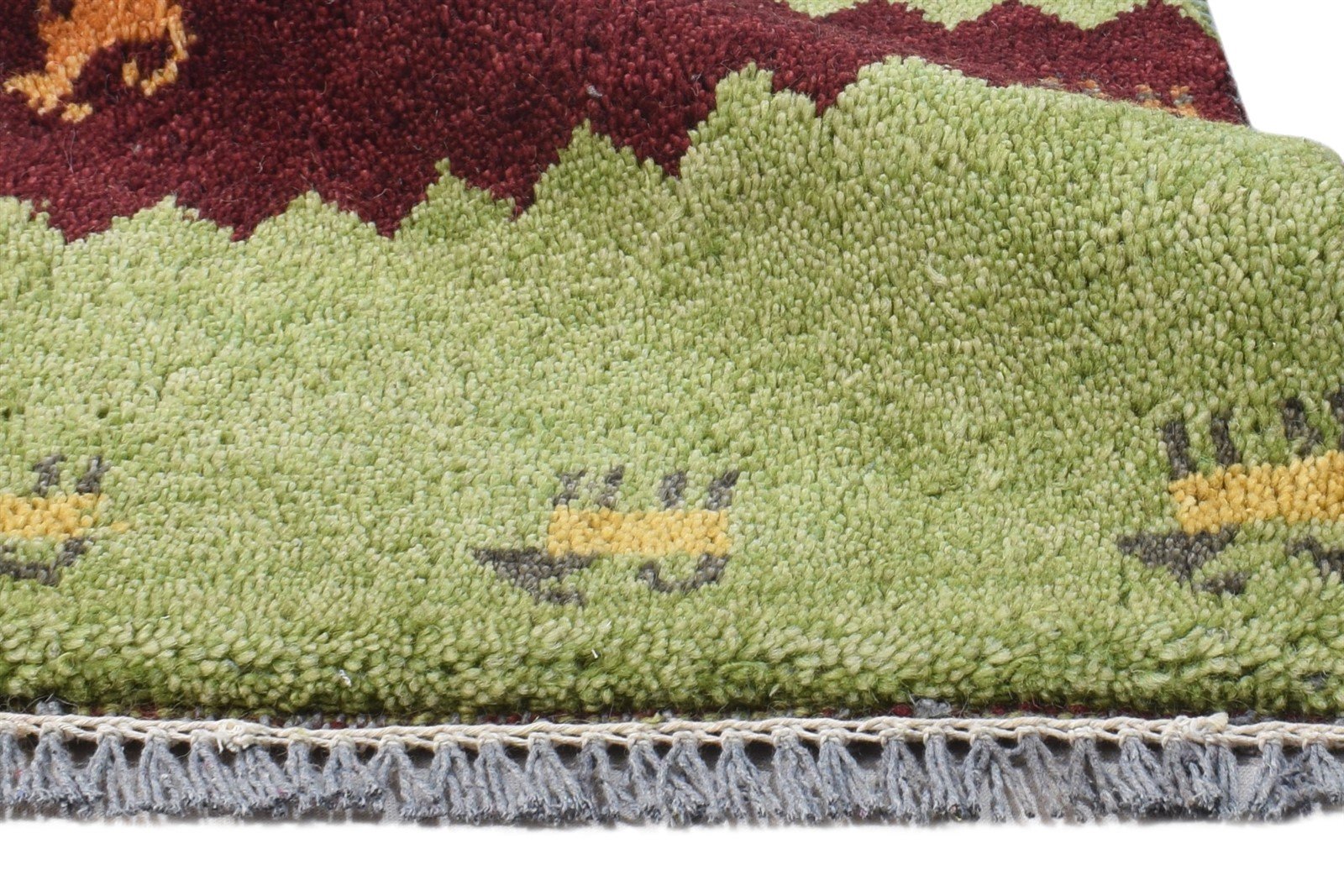 Corilla 1' X 2' Rug Wool Green Southwestern Hand Knotted American Tribal   7865089982613
