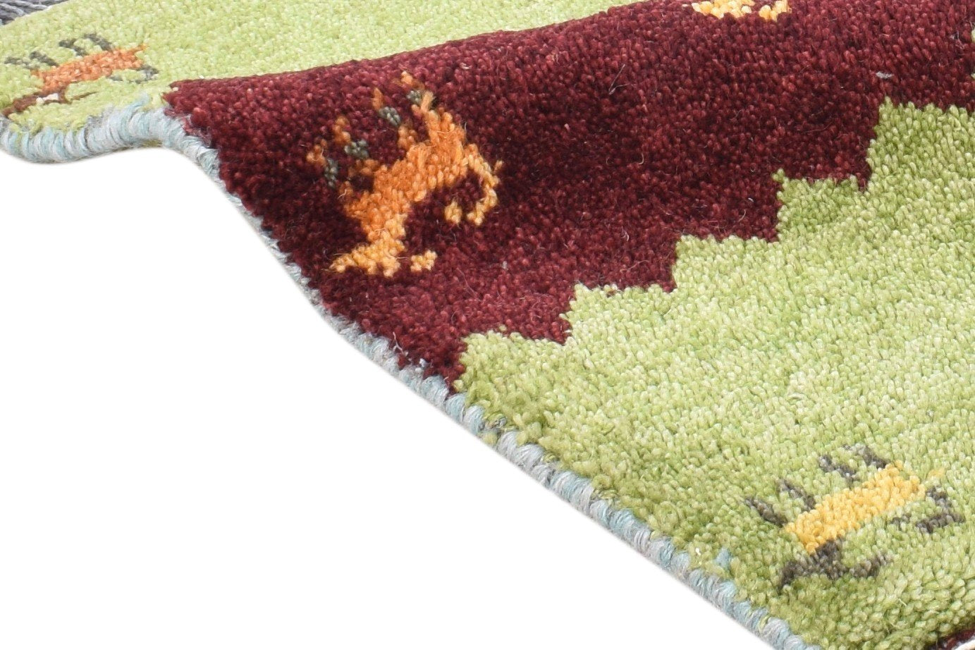 Corilla 1' X 2' Rug Wool Green Southwestern Hand Knotted American Tribal   7865089982613