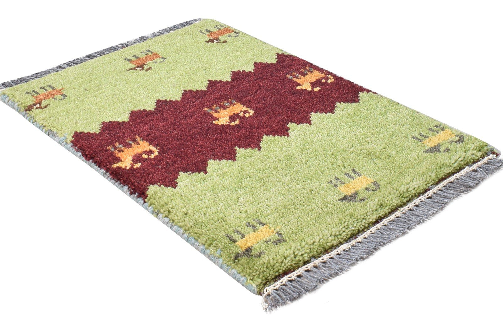 Corilla 1' X 2' Rug Wool Green Southwestern Hand Knotted American Tribal   7865089982613