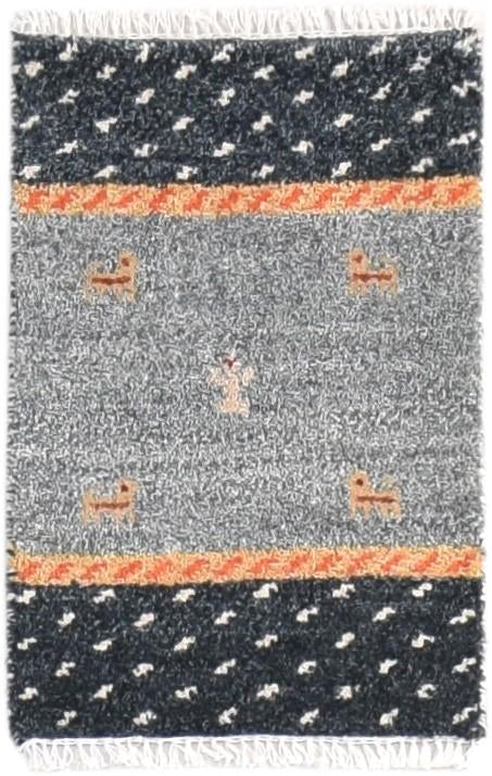 1' X 2' Rug Wool Grey Persian Hand Knotted Southwestern Tribal Small Carpet   7865182453909