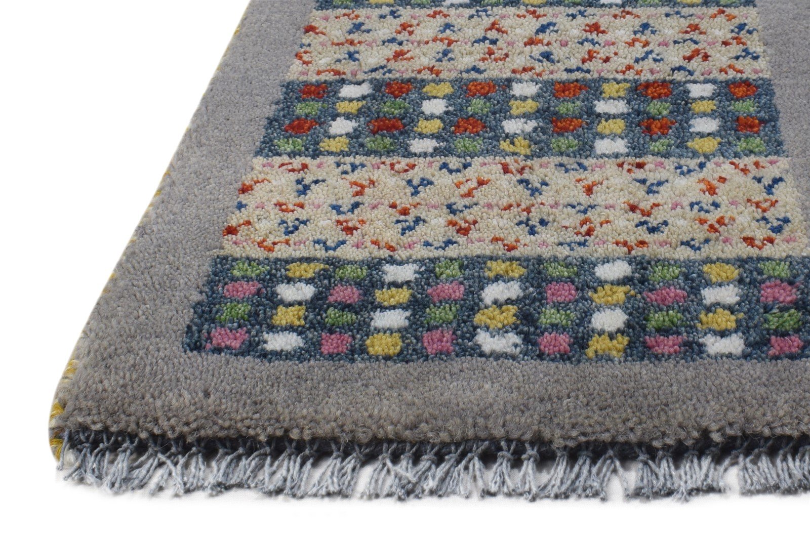1' X 2' Rug Wool Grey Tribal Hand Knotted Gabbeh Southwestern Small Carpet   7864501502101