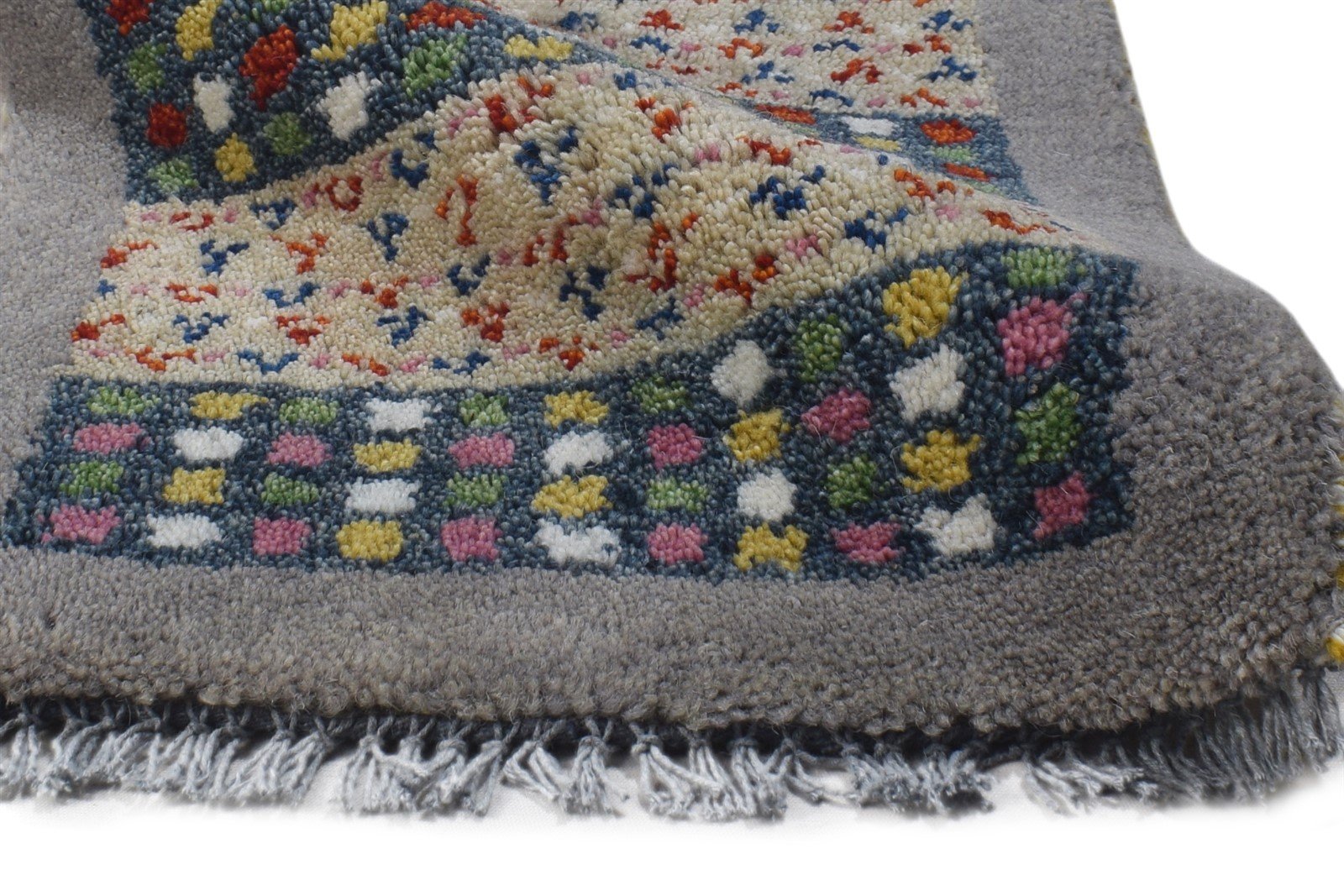 1' X 2' Rug Wool Grey Tribal Hand Knotted Gabbeh Southwestern Small Carpet   7864501502101