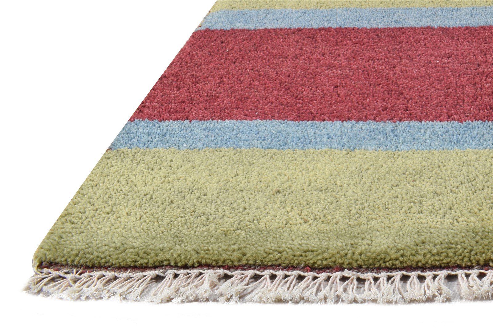 1' X 2' Rug Wool Red Southwestern Hand Knotted Gabbeh Striped Small Carpet   7865059115157