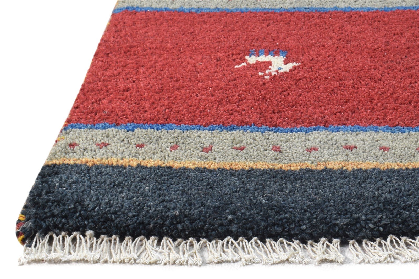 1' X 2' Rug Wool Red Tribal Hand Knotted Gabbeh Southwestern Small Carpet   7864505172117