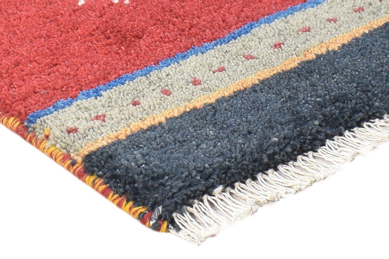 Reeta 1' X 2' Rug Wool Red Tribal Hand Knotted Gabbeh Southwestern   7864505172117