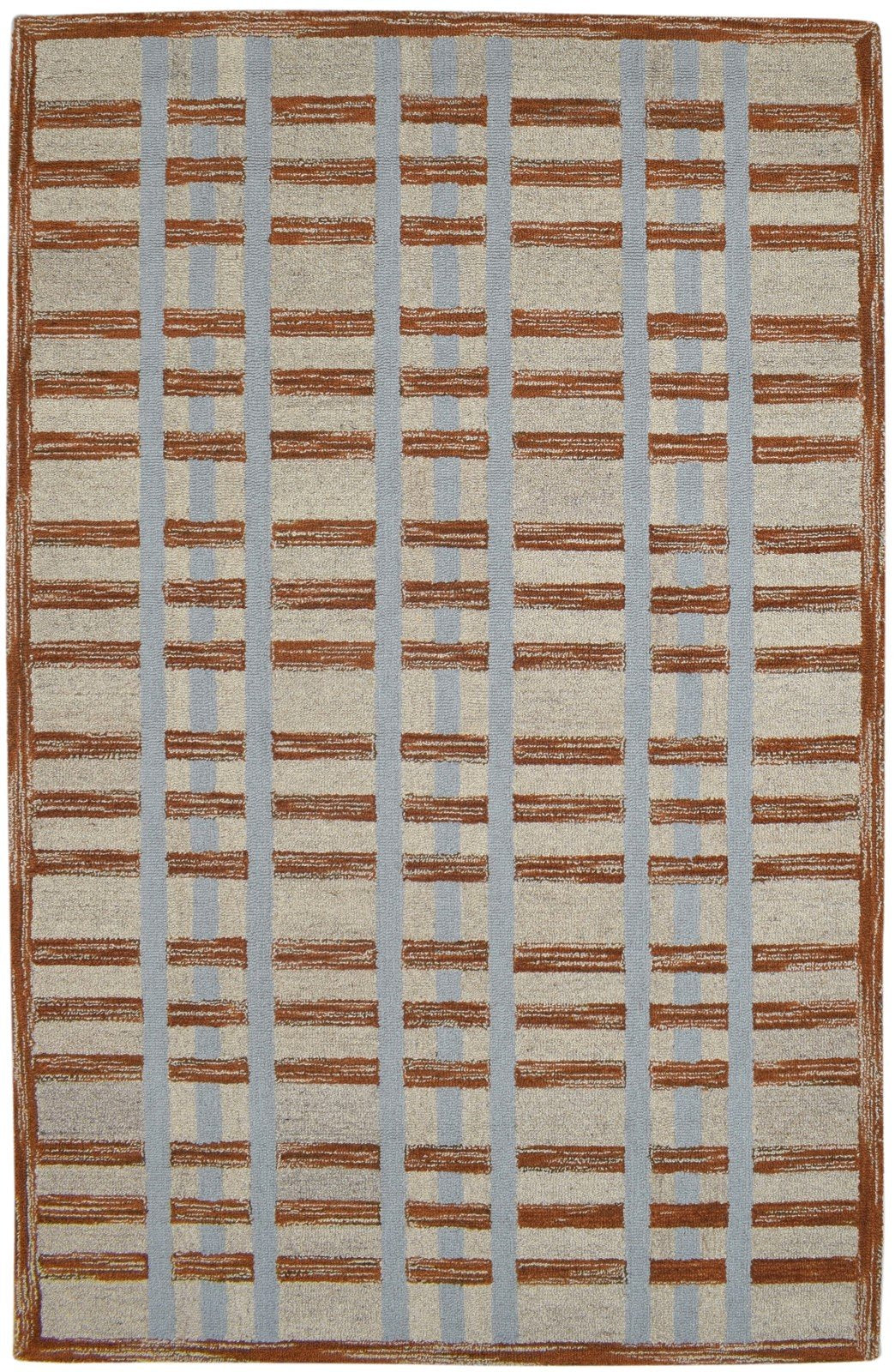 100% Wool Art Silk Beige Rug 5X8 Modern Hand Tufted Scandinavian Geometric Room Size   7864083349653