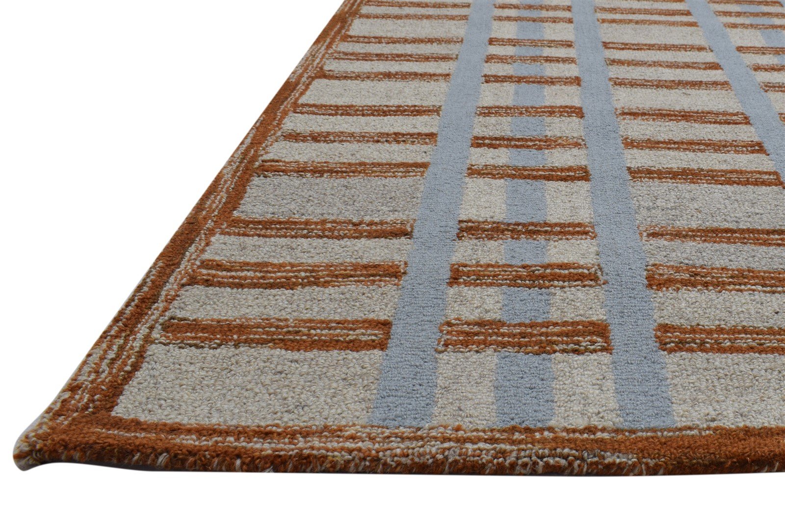 100% Wool Art Silk Beige Rug 5X8 Modern Hand Tufted Scandinavian Geometric Room Size   7864083349653