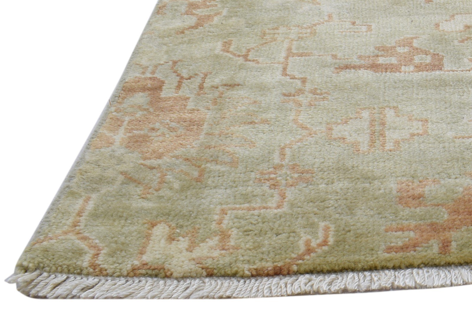 100% Wool Art Silk Green Rug 3X3 Persian Hand Knotted Oushak Oriental Room Size   7864087445653
