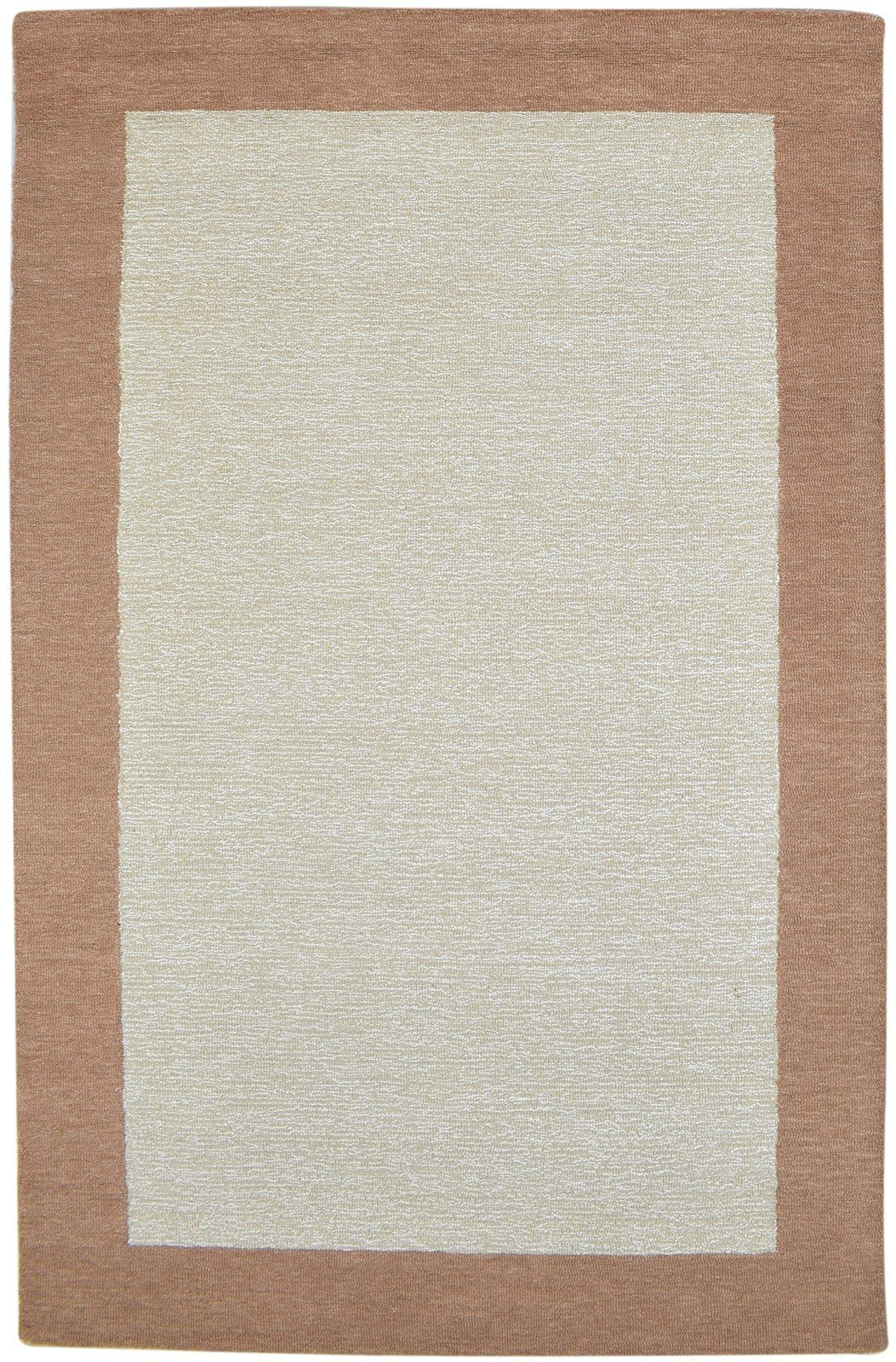 100% Wool / Art Silk Ivory Rug 5X8 Modern Hand Tufted Bordered Room Size Rug   7864084627605