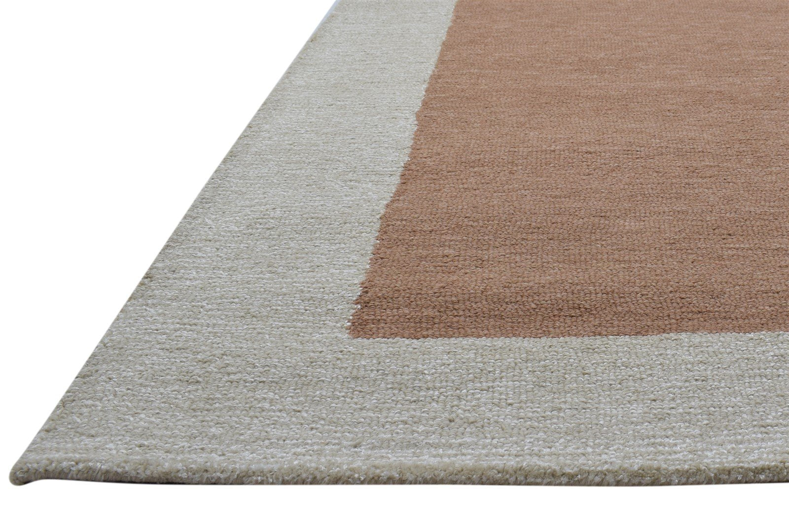 100% Wool / Art Silk Rust Rug 5X8 Modern Hand Tufted Scandinavian Bordered Room Size   7864084201621