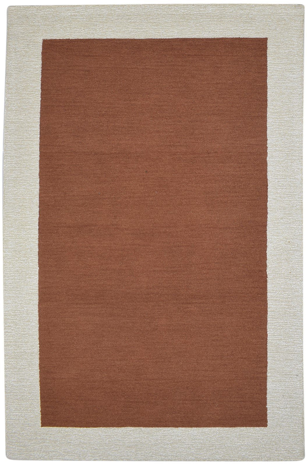 100% Wool / Art Silk Rust Rug 5X8 Modern Hand Tufted Scandinavian Bordered Room Size   7864084660373