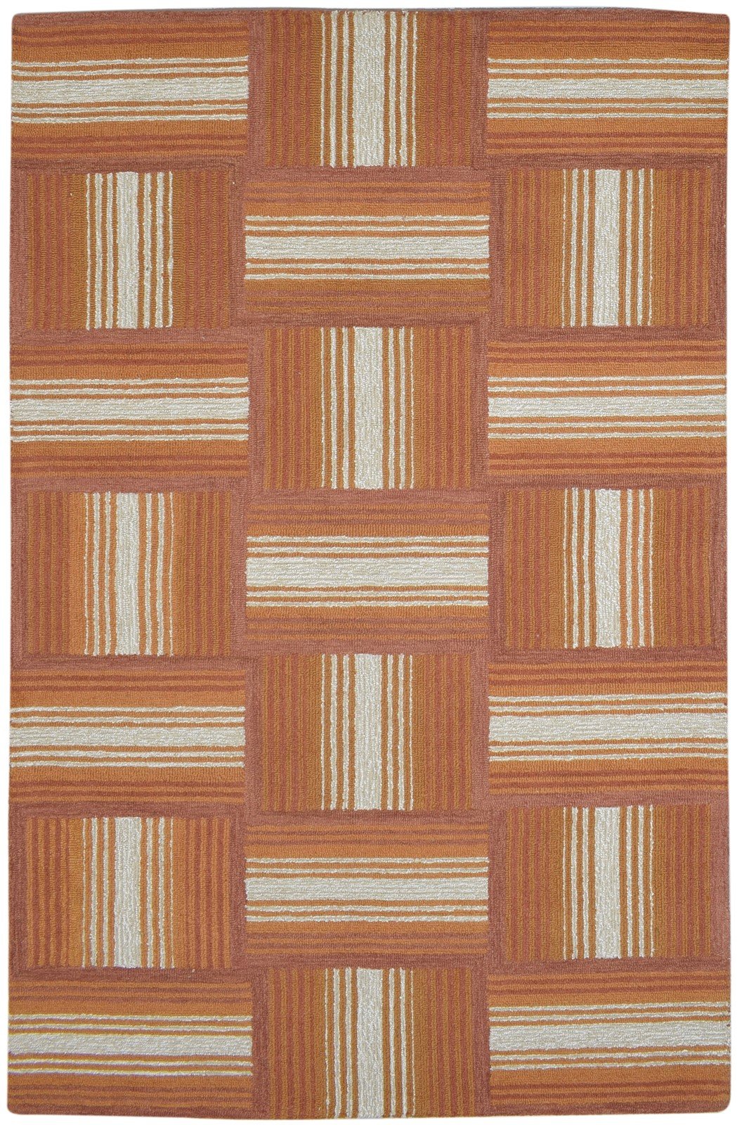100% Wool Art Silk Rust Rug 5X8 Modern Hand Tufted Scandinavian Geometric Room Size   7864083808405