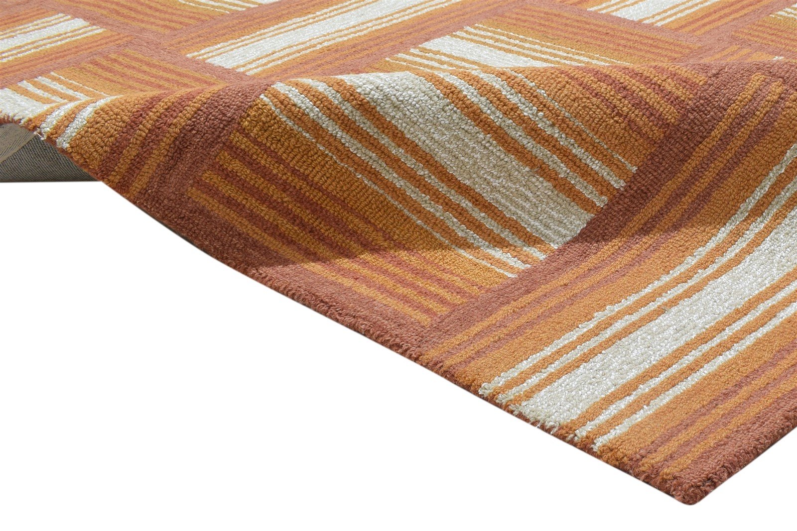 100% Wool Art Silk Rust Rug 5X8 Modern Hand Tufted Scandinavian Geometric Room Size   7864083808405