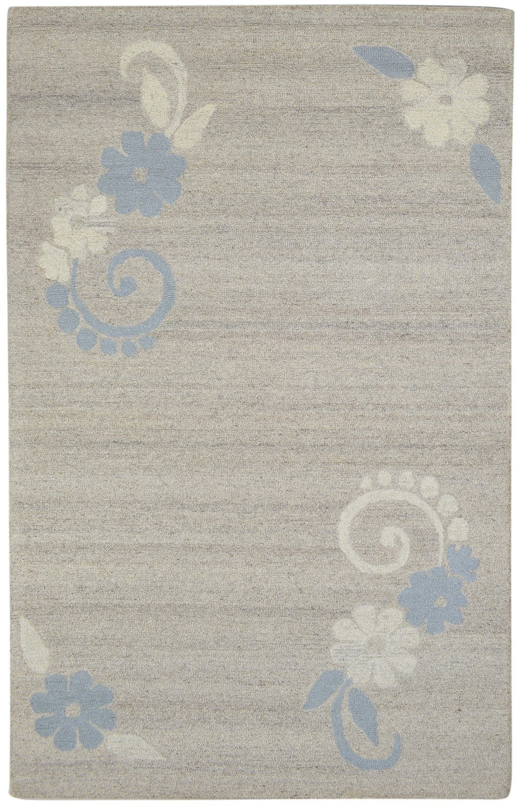 100% Wool / Art Silk Sage Rug 5X8 Modern Hand Tufted Scandinavian Floral Room Size   7864085250197