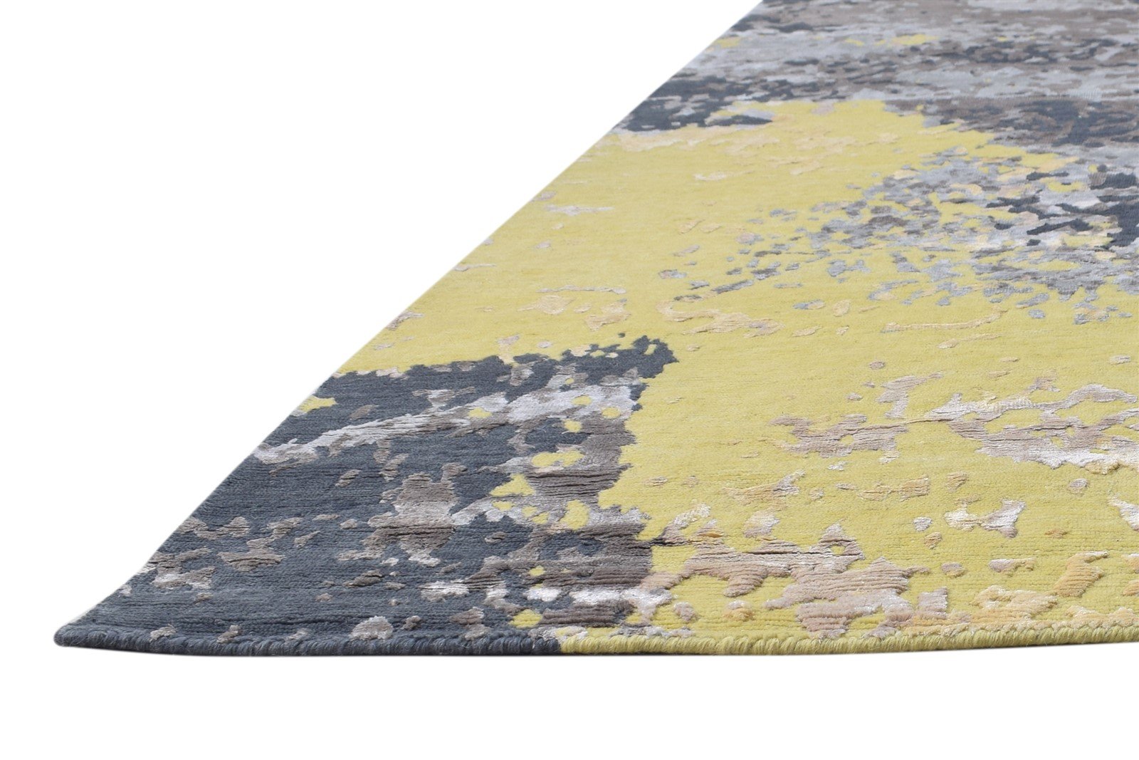 100% Wool / Art Silk Yellow Rug 8X10 Modern Hand Knotted Indian Abstract Large   7864363417749