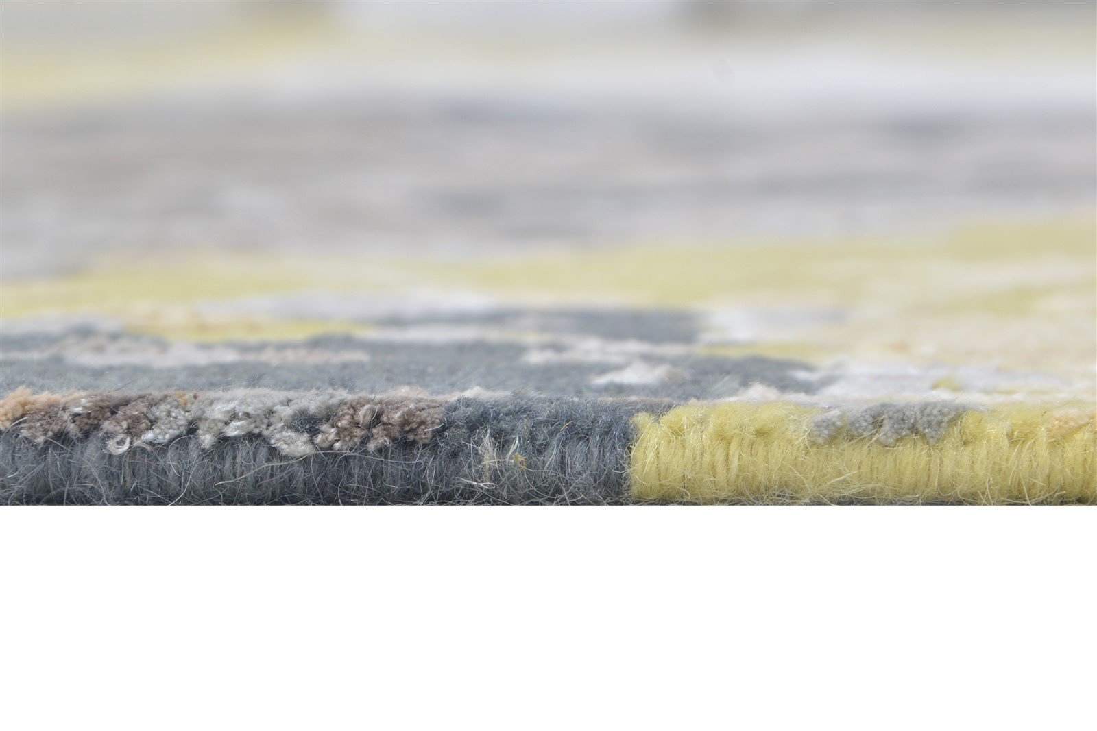 100% Wool / Art Silk Yellow Rug 8X10 Modern Hand Knotted Indian Abstract Large   7864363417749
