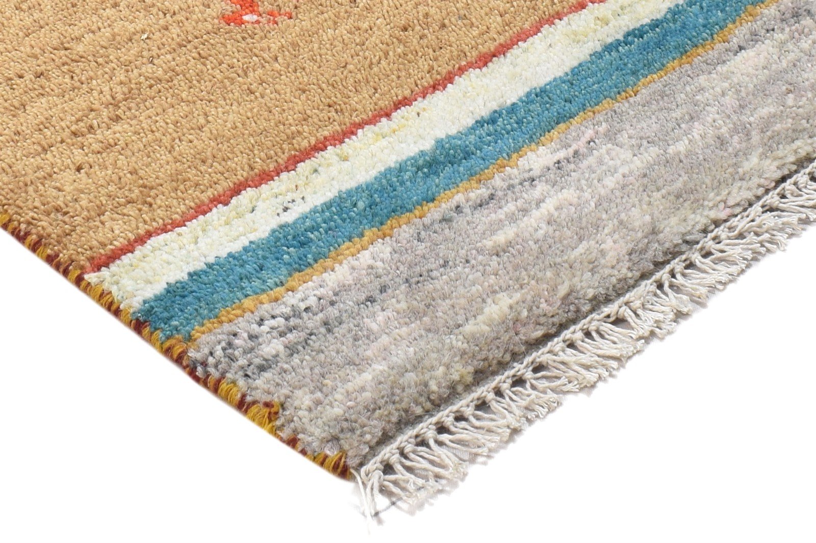 100% Wool Beige Rug 1X2 Persian Hand Knotted Gabbeh Southwestern Small Carpet   7864203542677