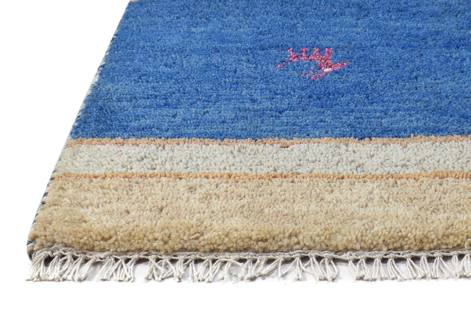 100% Wool Blue Rug 1' X 2' Tribal Hand Knotted Gabbeh Southwestern Small Carpet   7864503369877