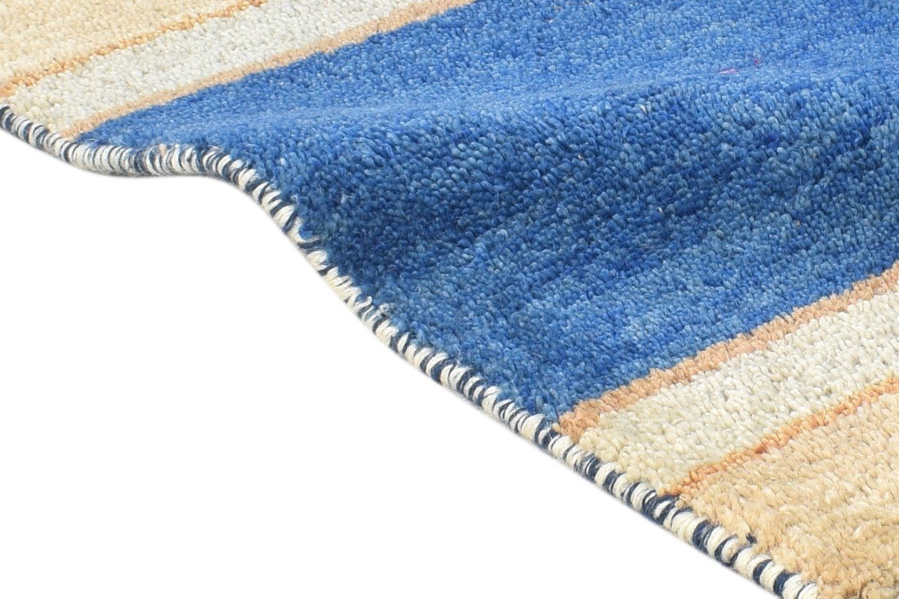 100% Wool Blue Rug 1' X 2' Tribal Hand Knotted Gabbeh Southwestern Small Carpet   7864503369877
