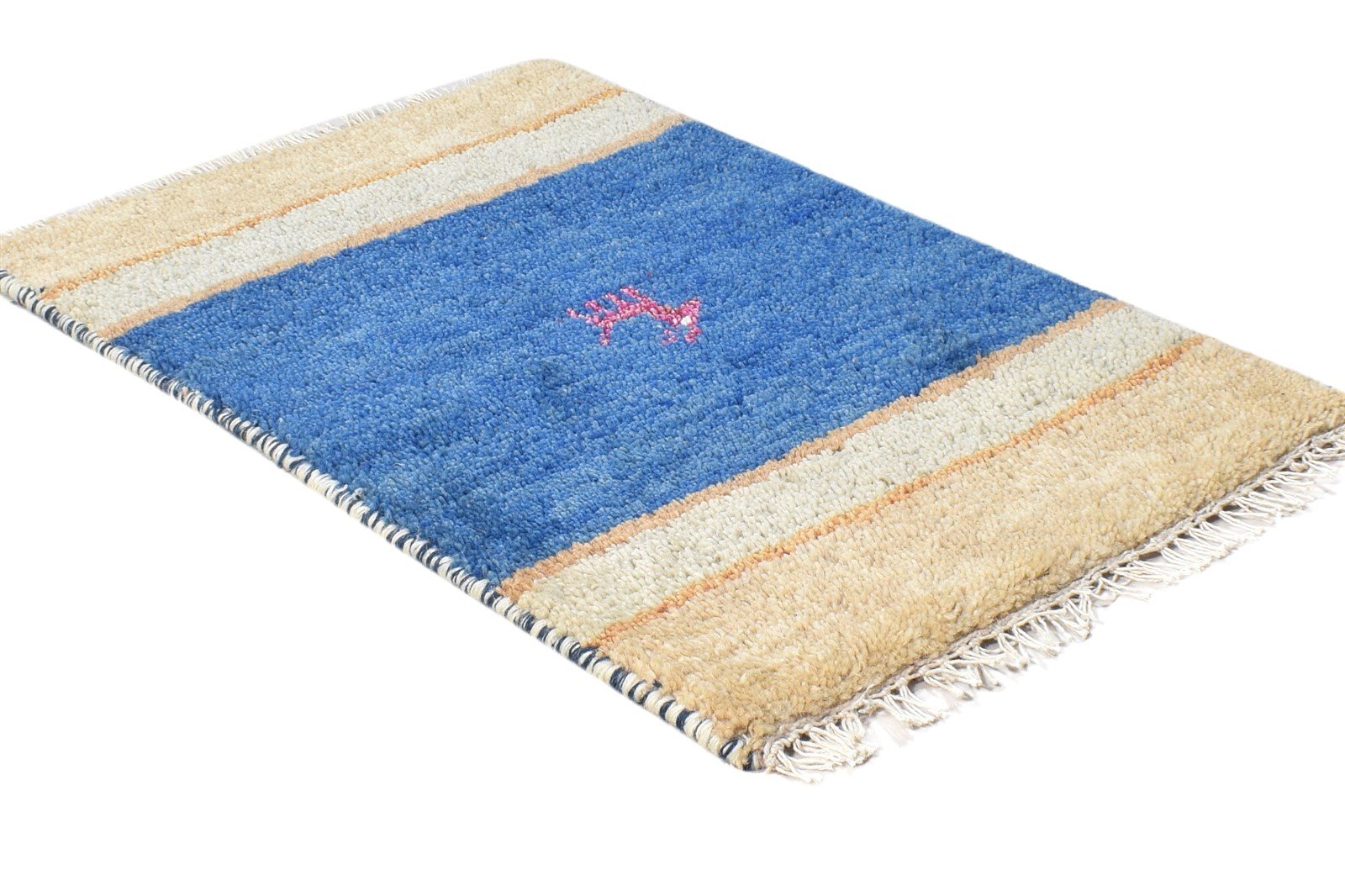100% Wool Blue Rug 1' X 2' Tribal Hand Knotted Gabbeh Southwestern Small Carpet   7864503369877