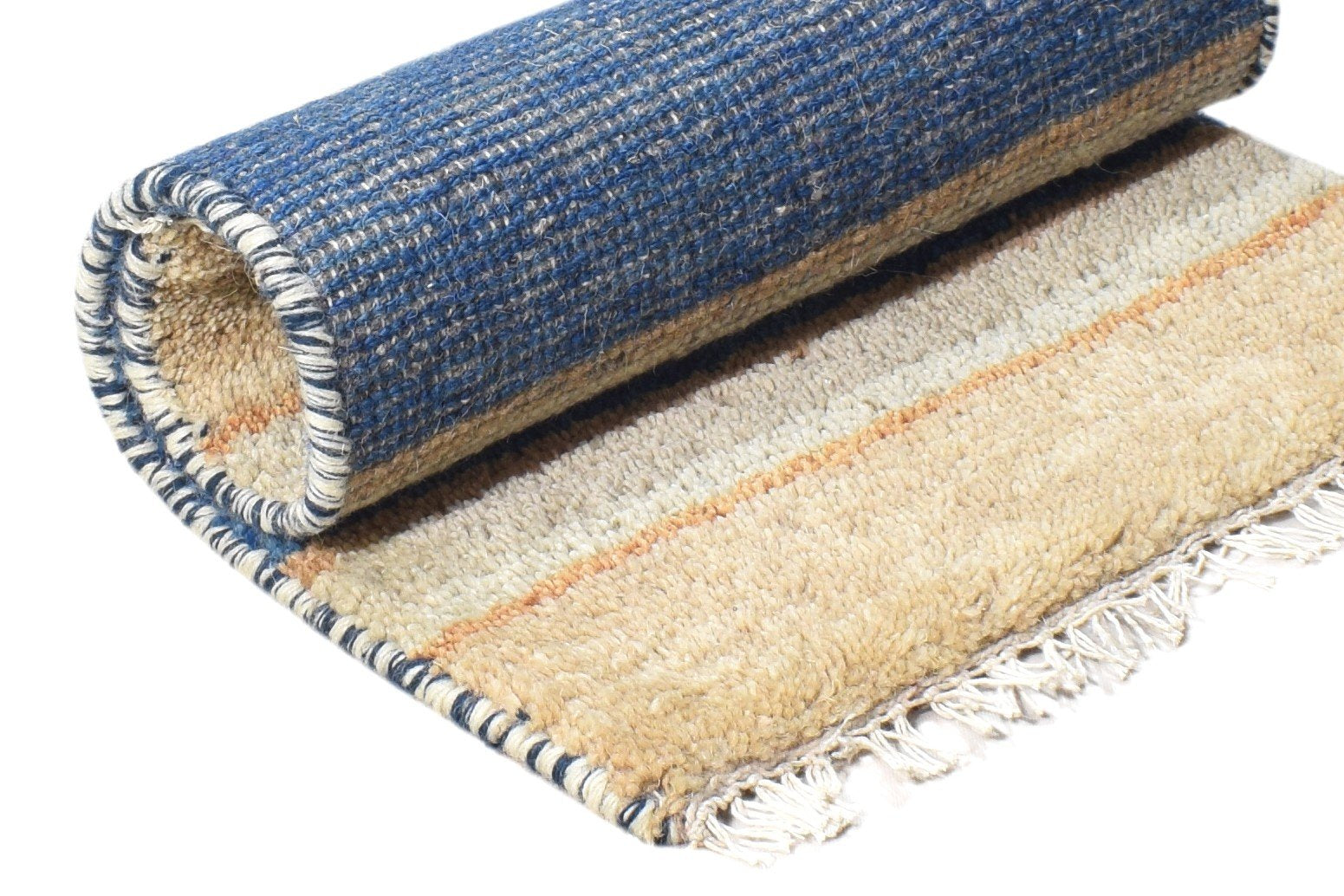100% Wool Blue Rug 1' X 2' Tribal Hand Knotted Gabbeh Southwestern Small Carpet   7864503369877