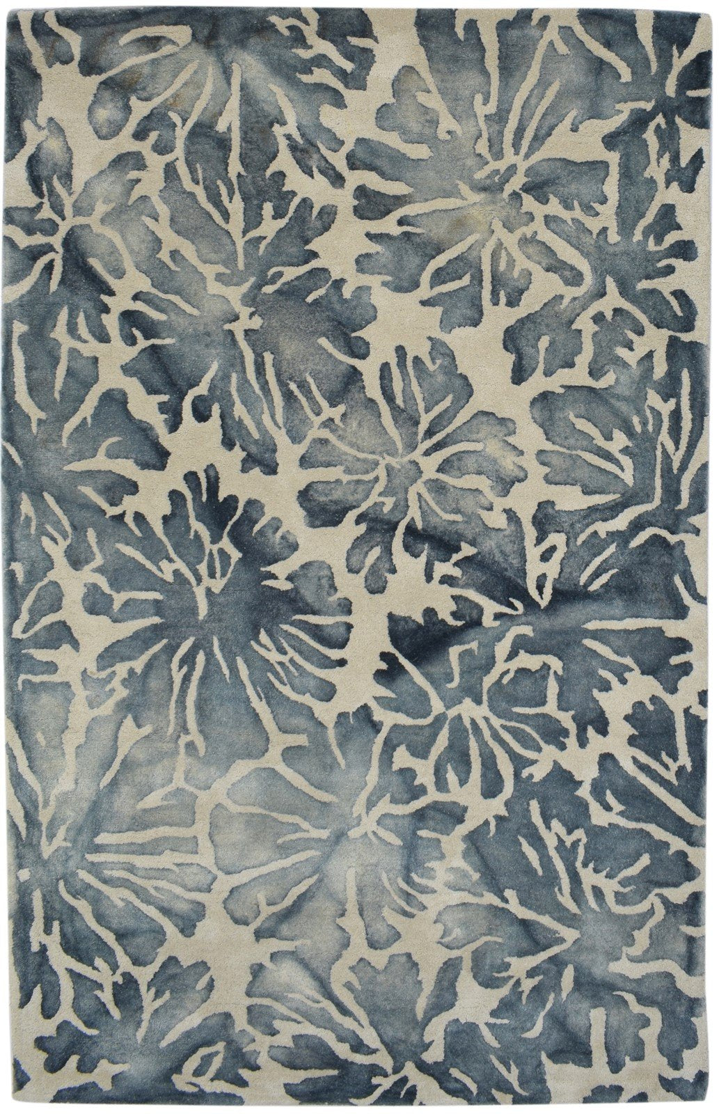 100% Wool Charcoal Rug 5' X 8' Modern Hand Tufted French Floral Room Size Carpet   7864084365461