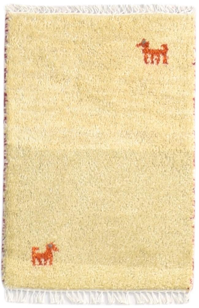 100% Wool Gold Rug 1' X 2' Tribal Hand Knotted Gabbeh Southwestern Small Carpet   7864504942741