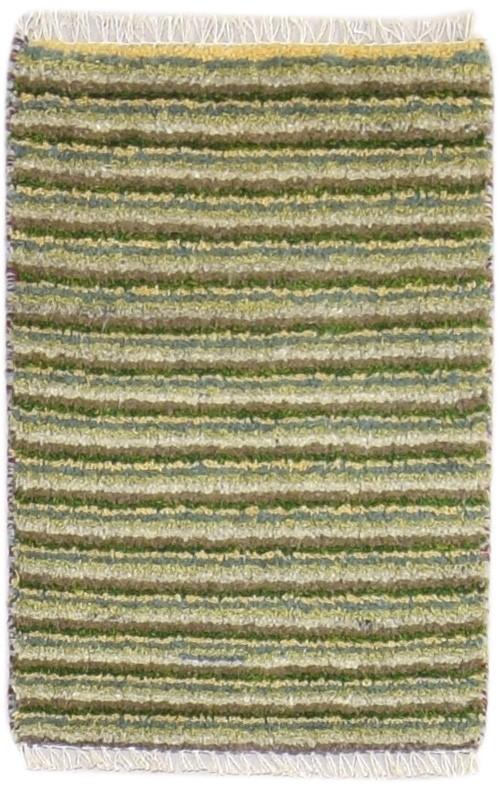 100% Wool Green Rug 1' X 2' Persian Hand Knotted Gabbeh Striped Small Carpet   7864214192277