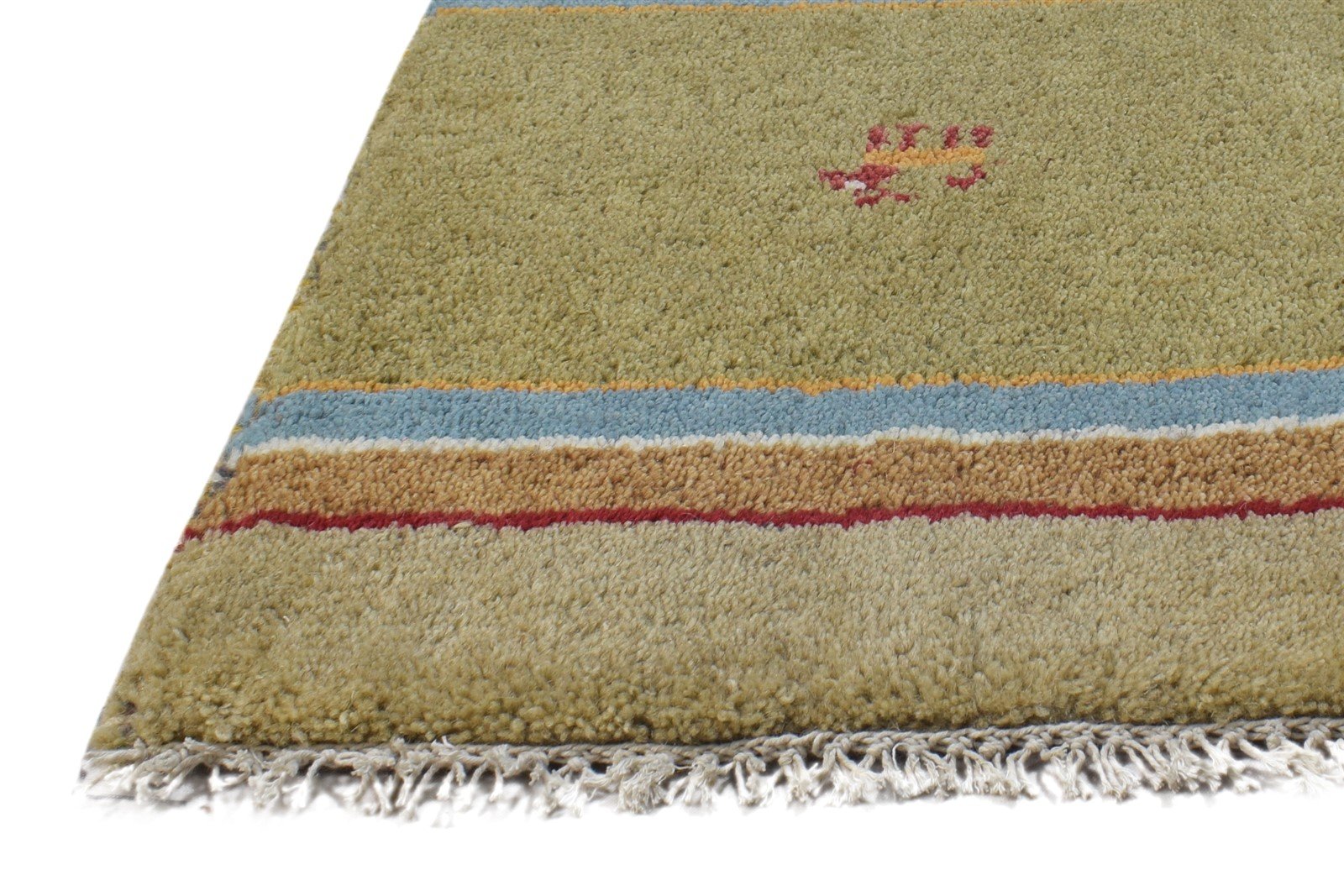 100% Wool Green Rug 1' X 2' Tribal Hand Knotted Gabbeh Southwestern Small Carpet   7864499372181