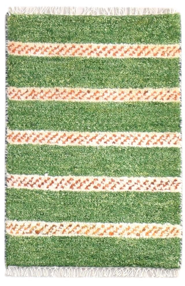 100% Wool Green Rug 1' X 2' Tribal Hand Knotted Gabbeh Southwestern Small Carpet   7864506253461