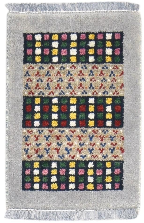 100% Wool Grey Rug 1' X 2' Persian Hand Knotted Gabbeh Southwestern Small Carpet   7864203640981