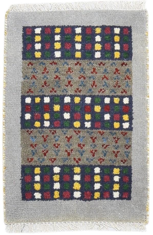 100% Wool Grey Rug 1' X 2' Persian Hand Knotted Gabbeh Southwestern Small Carpet   7864206524565