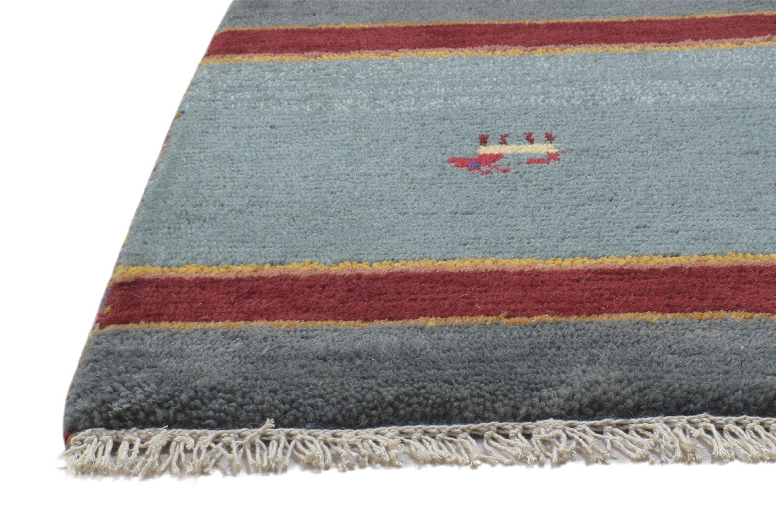 100% Wool Grey Rug 1' X 2' Persian Hand Knotted Gabbeh Southwestern Small Carpet   7864213307541