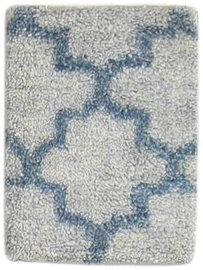 100% Wool Grey Rug 1' X 2' Shag Hand Knotted Moroccan Scroll Tile Small Carpet   7864334188693