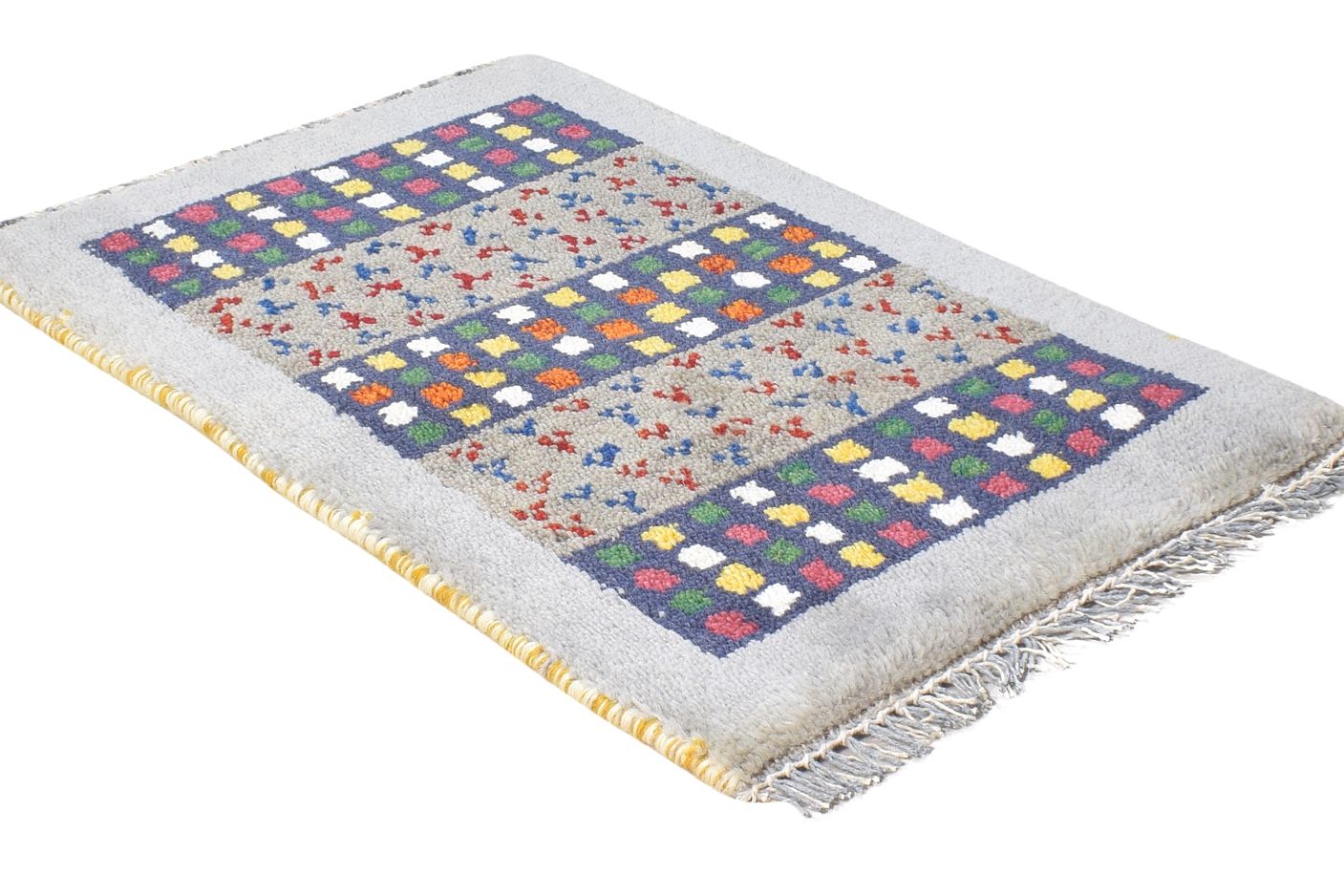 100% Wool Grey Rug 1' X 2' Tribal Hand Knotted Gabbeh Southwestern Small Carpet   7864504549525