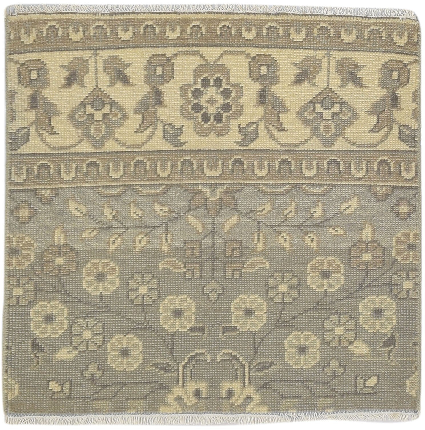 100% Wool Grey Rug 3X3 Persian Hand Knotted Sarouk-Indian Oriental Room Size   7864086200469