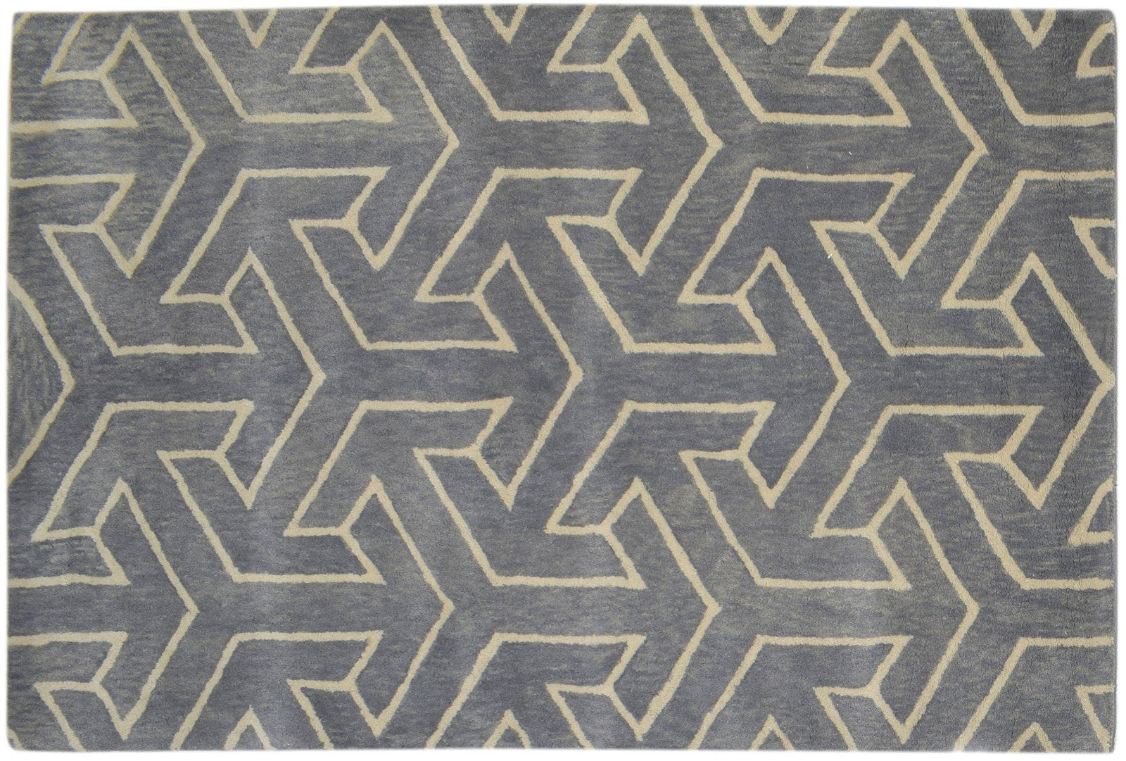 100% Wool Grey Rug 4X6 Modern Hand Tufted Scandinavian Arrow Room Size Carpet   7864083644565
