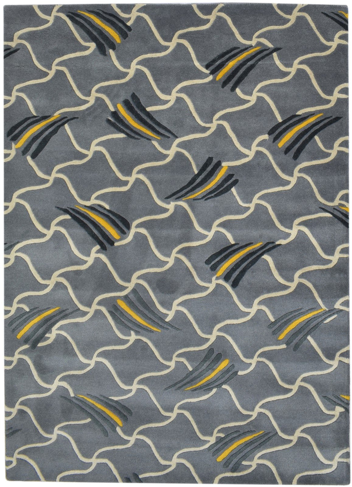 100% Wool Grey Rug 5' X 7' Modern Hand Tufted Indian Abstract Room Size Carpet   7864085479573